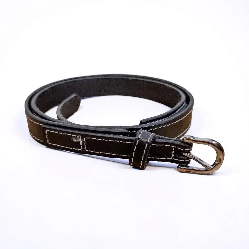Gap Genuine Leather Skinny Contrast Stitch Belt Black Small